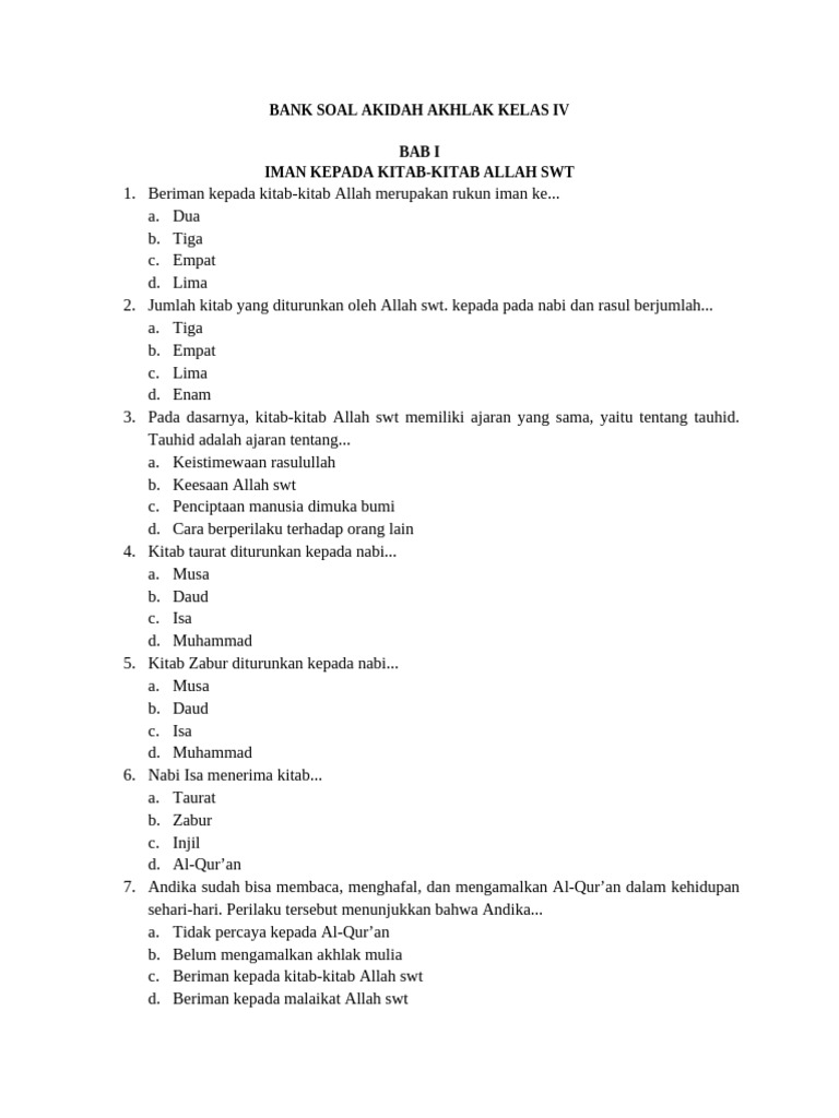 7 Rahasia Nilai Sempurna dengan Bank Soal Akidah Akhlak MI Kelas 4 Semester 2 Terbaru