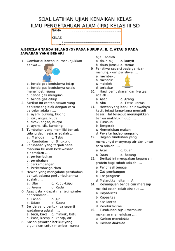 Contoh Soal Perubahan Wujud Benda Kelas 3 Sd Tulisan Contoh Soal Perubahan Wujud Benda Kelas 3 Sd Tulisan