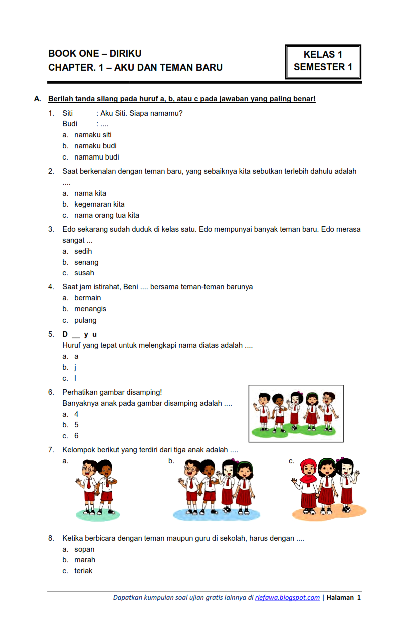 5 Contoh Soal Esay Bahasa Indonesia Kelas 3 SD Tema 1 yang Wajib Dikuasai Agar Anak Tak Bingung
