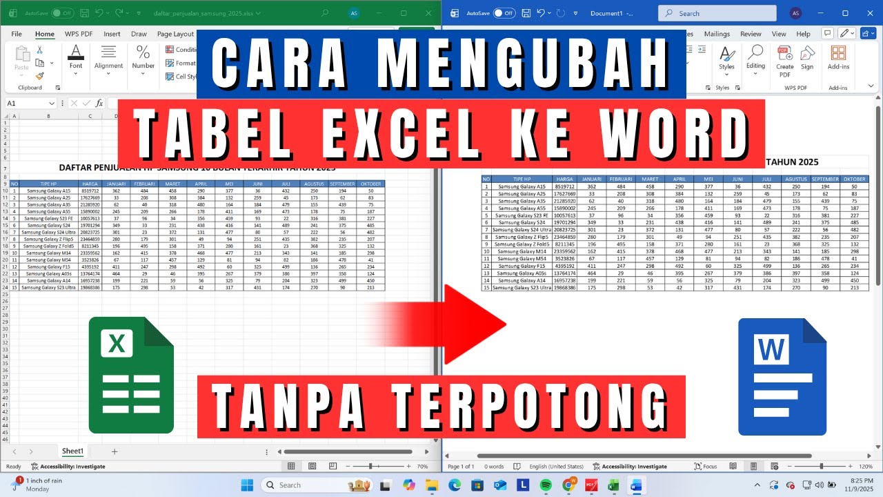 Cara Copy Paste Tabel Excel ke Word Tanpa Terpotong Rapi Cepat Cara Copy Paste Tabel Excel ke Word Tanpa Terpotong Rapi Cepat