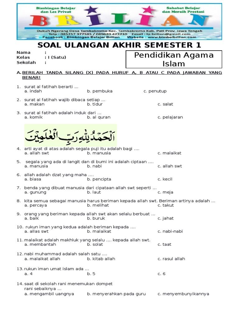 7 Rahasia Contoh Soal Pelajaran Agama Islam Kelas 1 SD yang Wajib Dikuasai Orang Tua di 2026