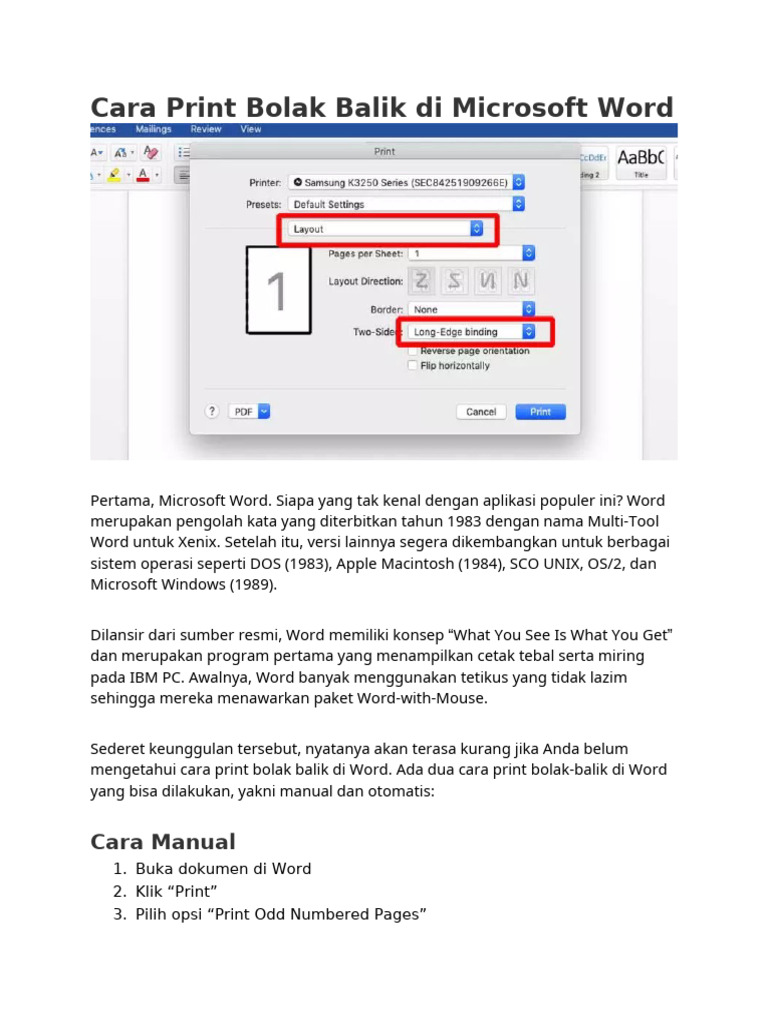 Ternyata Mudah! Cara Setting Print Bolak Balik di Word untuk Cetak BPJS Ketenagakerjaan