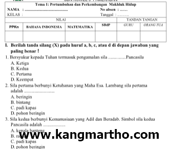 Soal UAS PAS Tema 1 Kelas 3 SD K13 Semester 1 Soal UAS PAS Tema 1 Kelas 3 SD K13 Semester 1