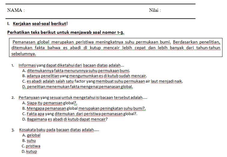 Kumpulan Soal SD Kelas 5 Semester 1 Tema 1 Kurikulum 2013 Format Kumpulan Soal SD Kelas 5 Semester 1 Tema 1 Kurikulum 2013 Format