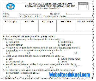 Soal PH Kelas 6 Tema 1 Kurikulum 2013 Revisi 2018 - Belajar SBMPTN