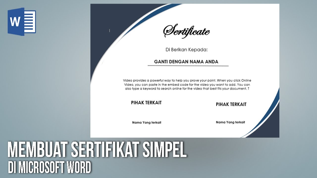 Tutorial Microsoft Word untuk Pemula Cara Membuat Sertifikat Pelatihan Tutorial Microsoft Word untuk Pemula Cara Membuat Sertifikat Pelatihan