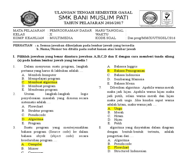 Soal Pemrograman Dasar Kelas 10 Semester 2 Kurikulum 2013 Dalchaebi Soal Pemrograman Dasar Kelas 10 Semester 2 Kurikulum 2013 Dalchaebi