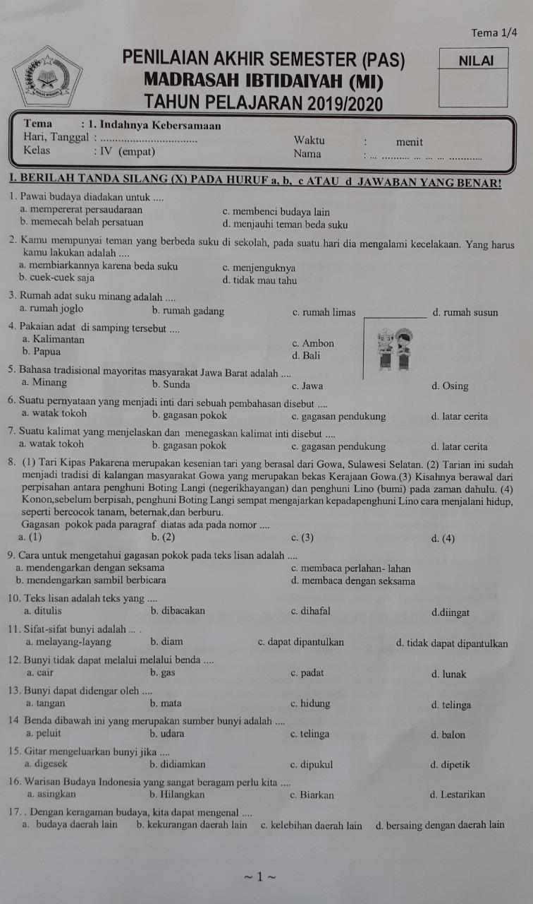 Contoh Soal Tema 1 Kelas 4 Semester Ganjil Indahnya Kebersamaan Contoh Soal Tema 1 Kelas 4 Semester Ganjil Indahnya Kebersamaan
