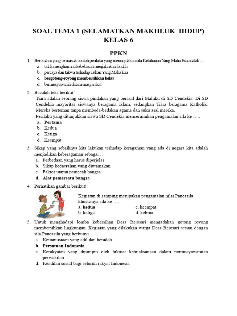 Soal PKN dan IPA Kelas 6 tentang Pancasila PDF Soal PKN dan IPA Kelas 6 tentang Pancasila PDF