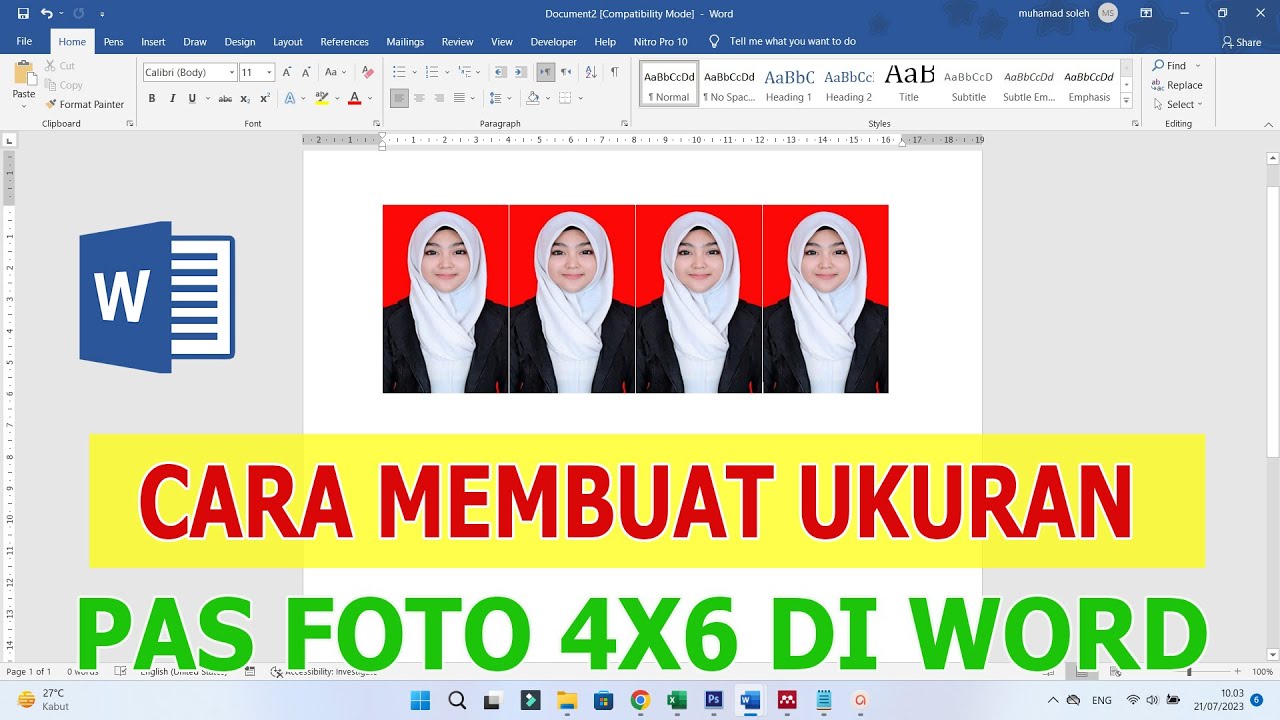 Cara mudah membuat ukuran foto 4x6 di microsoft word - YouTube
