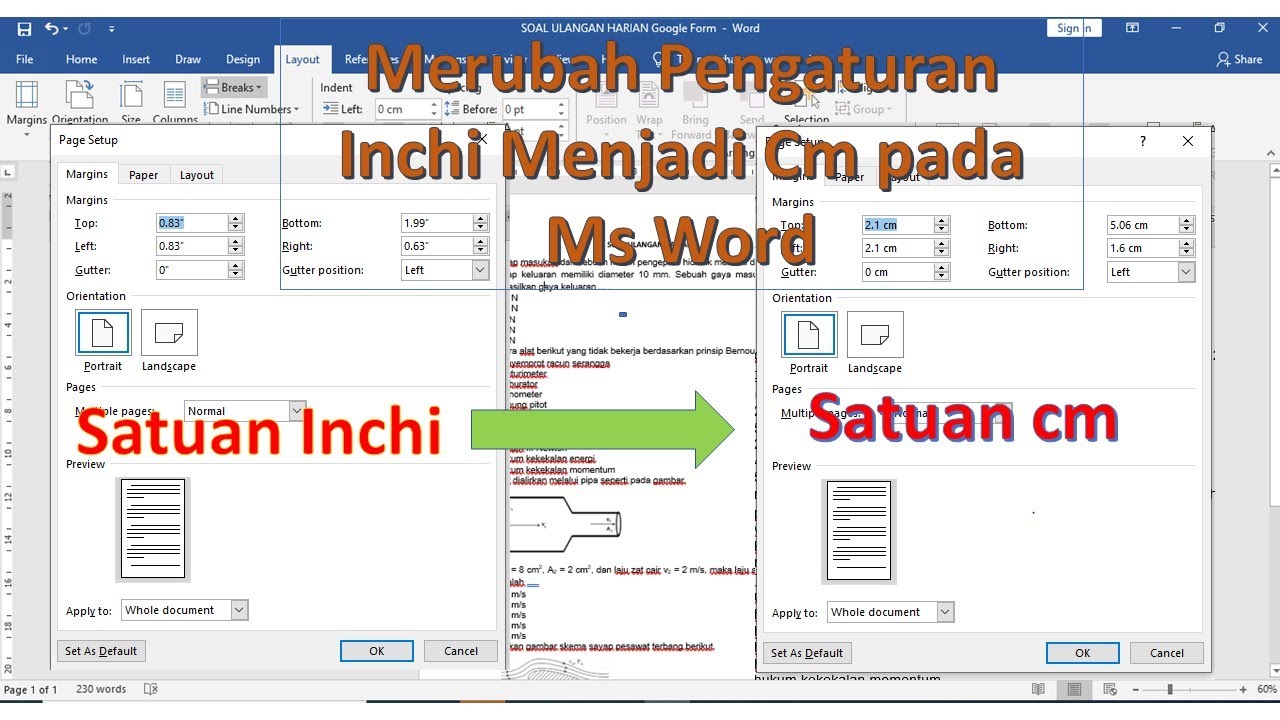 Cara Merubah Ukuran Inchi ke cm di Word 2019 - YouTube