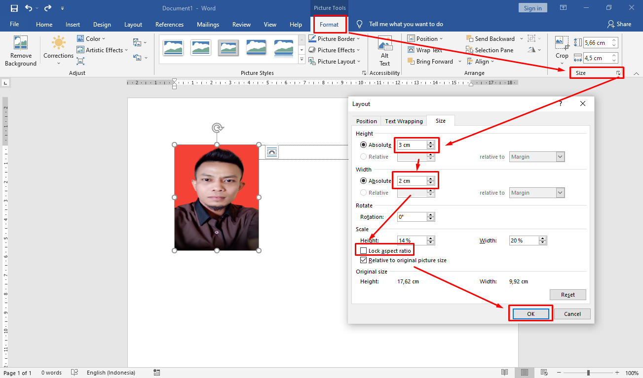 Detail Ukuran Foto 3x4 Di Word Koleksi Nomer 44