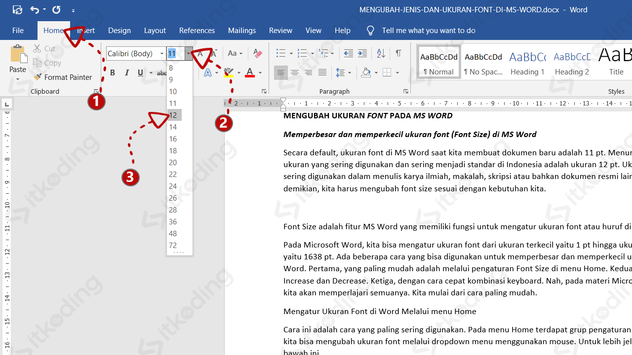 Memperbesar dan Memperkecil Ukuran Font di MS Word