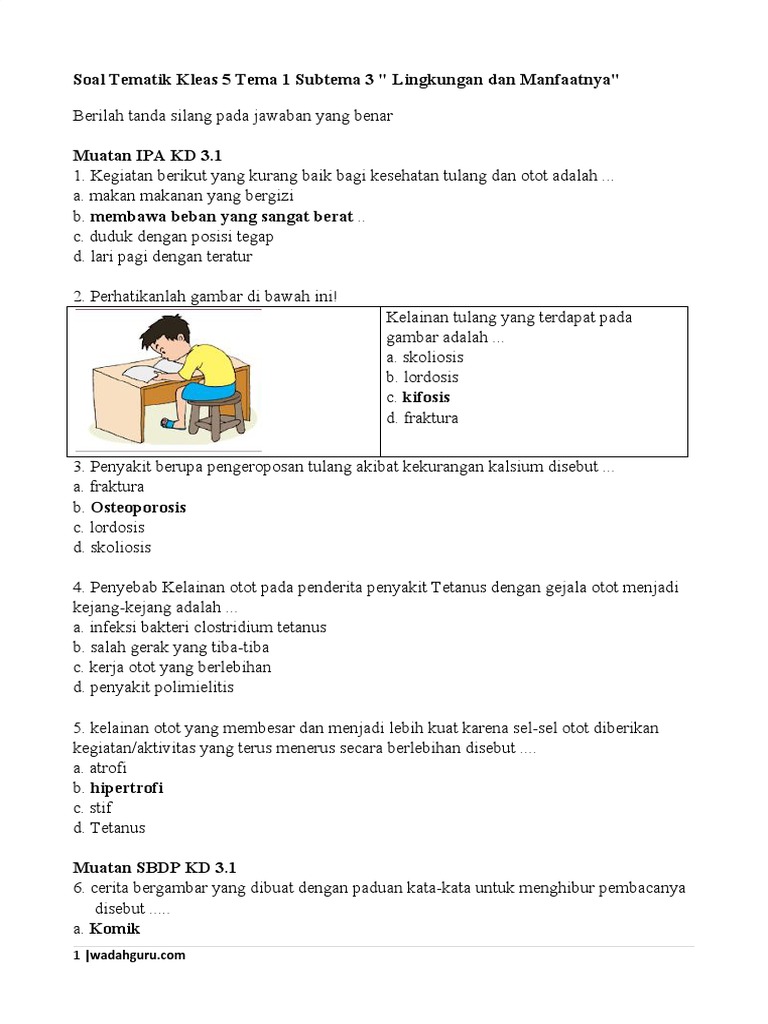Soal Tematik Kelas 5 Tema 1 Subtema 3 PDF Olahraga Rekreasi Soal Tematik Kelas 5 Tema 1 Subtema 3 PDF Olahraga Rekreasi