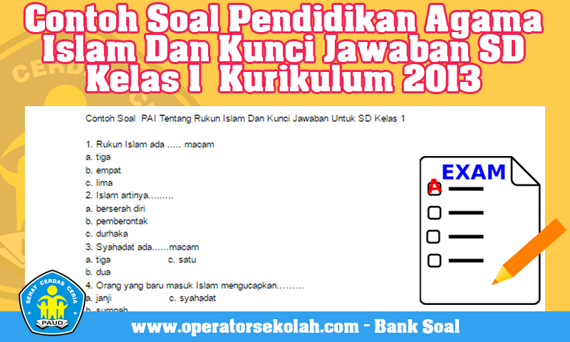 contoh soal pendidikan agama islam kelas 1 sd kurikulum 2013