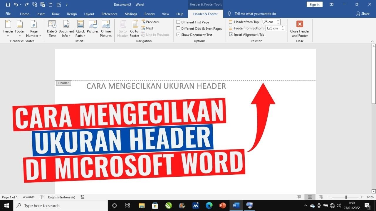 Terbukti Cara Mengubah Ukuran Header MS Word Sekali Klik Hilangkan Kertas Kosong