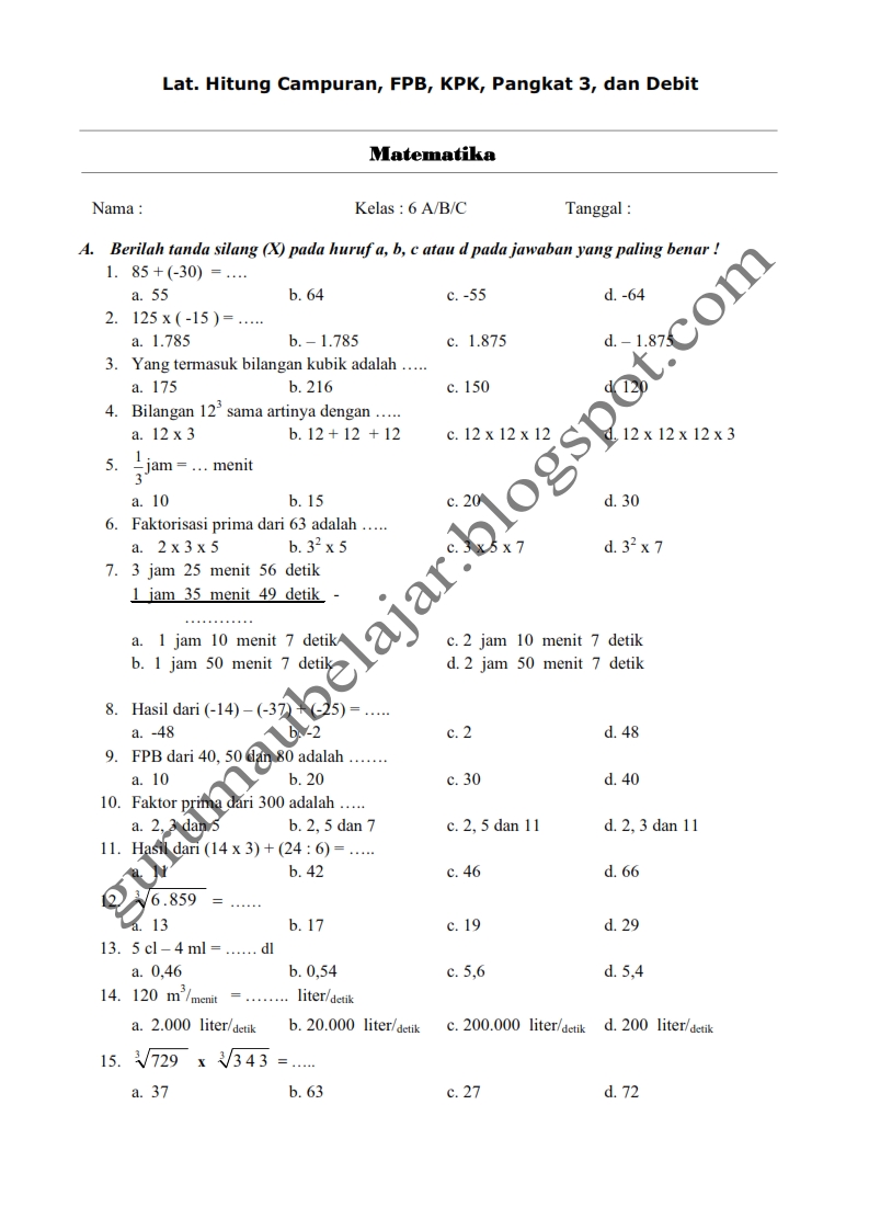 Rahasia Nilai Sempurna dengan Latihan Soal UTS Kelas 6 Semester 1 Matematika Terbaru Rahasia Nilai Sempurna dengan Latihan Soal UTS Kelas 6 Semester 1 Matematika Terbaru