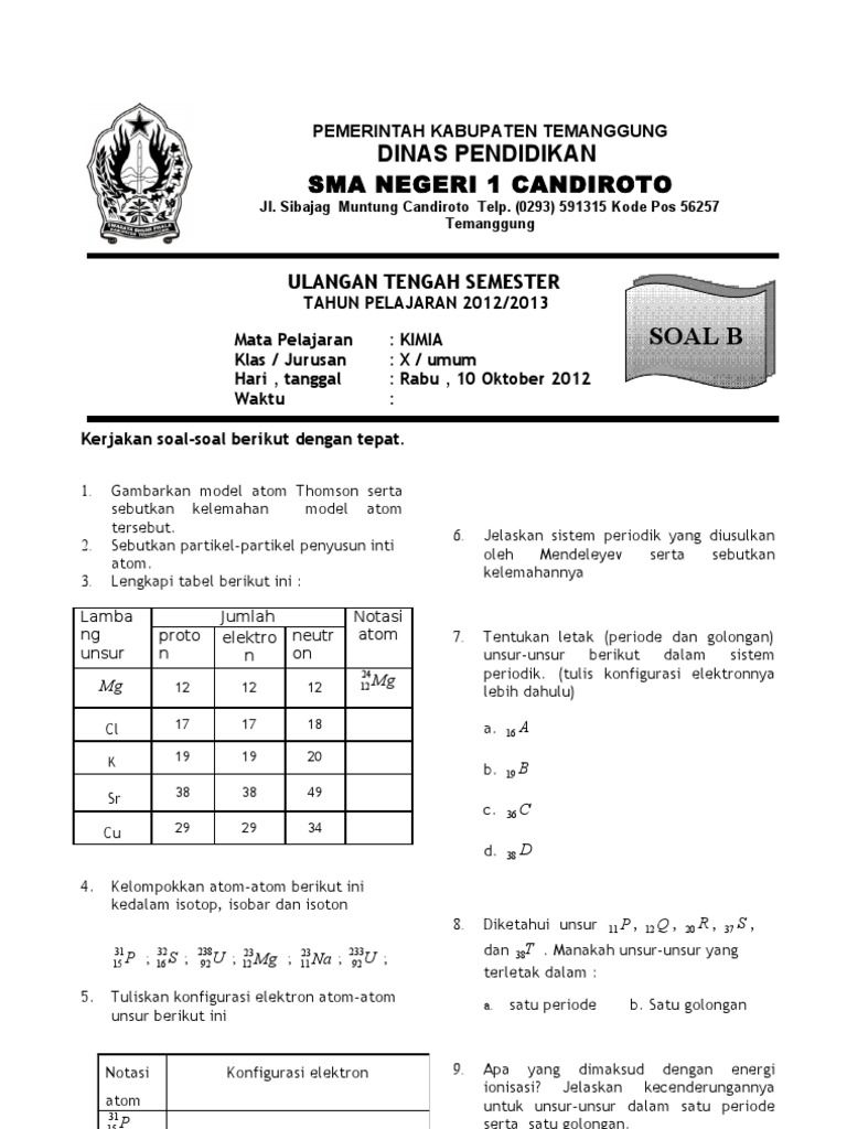 Rahasia Nilai Sempurna dengan Latihan Soal UTS Kimia Kelas 10 Semester 2 Kurikulum 1 Rahasia Nilai Sempurna dengan Latihan Soal UTS Kimia Kelas 10 Semester 2 Kurikulum 1