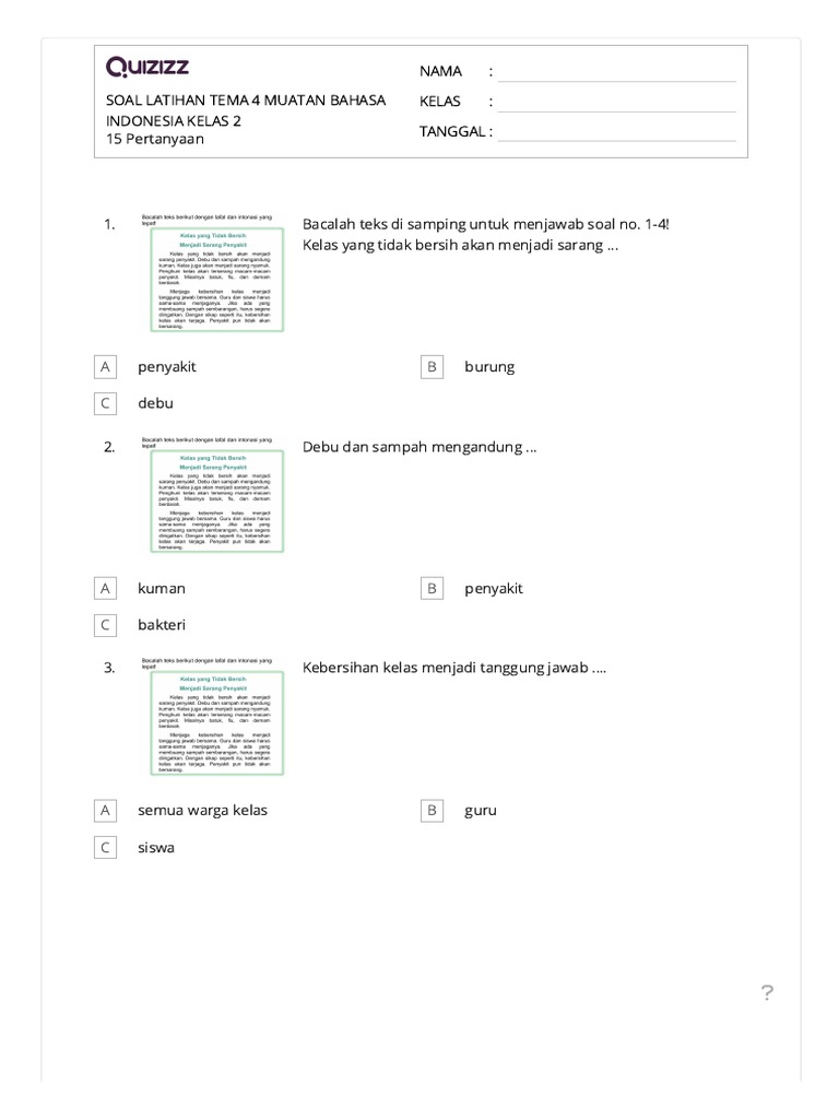 Wajib Tahu Bocoran Soal Bahasa Indonesia Kelas 2 Tema 4 Edisi Revisi Terbaru